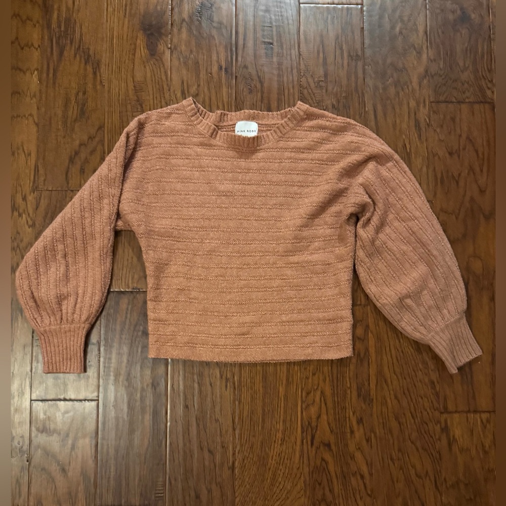 Pink Rose sweater, Size: Women’s small, Color: Dusty Orange
